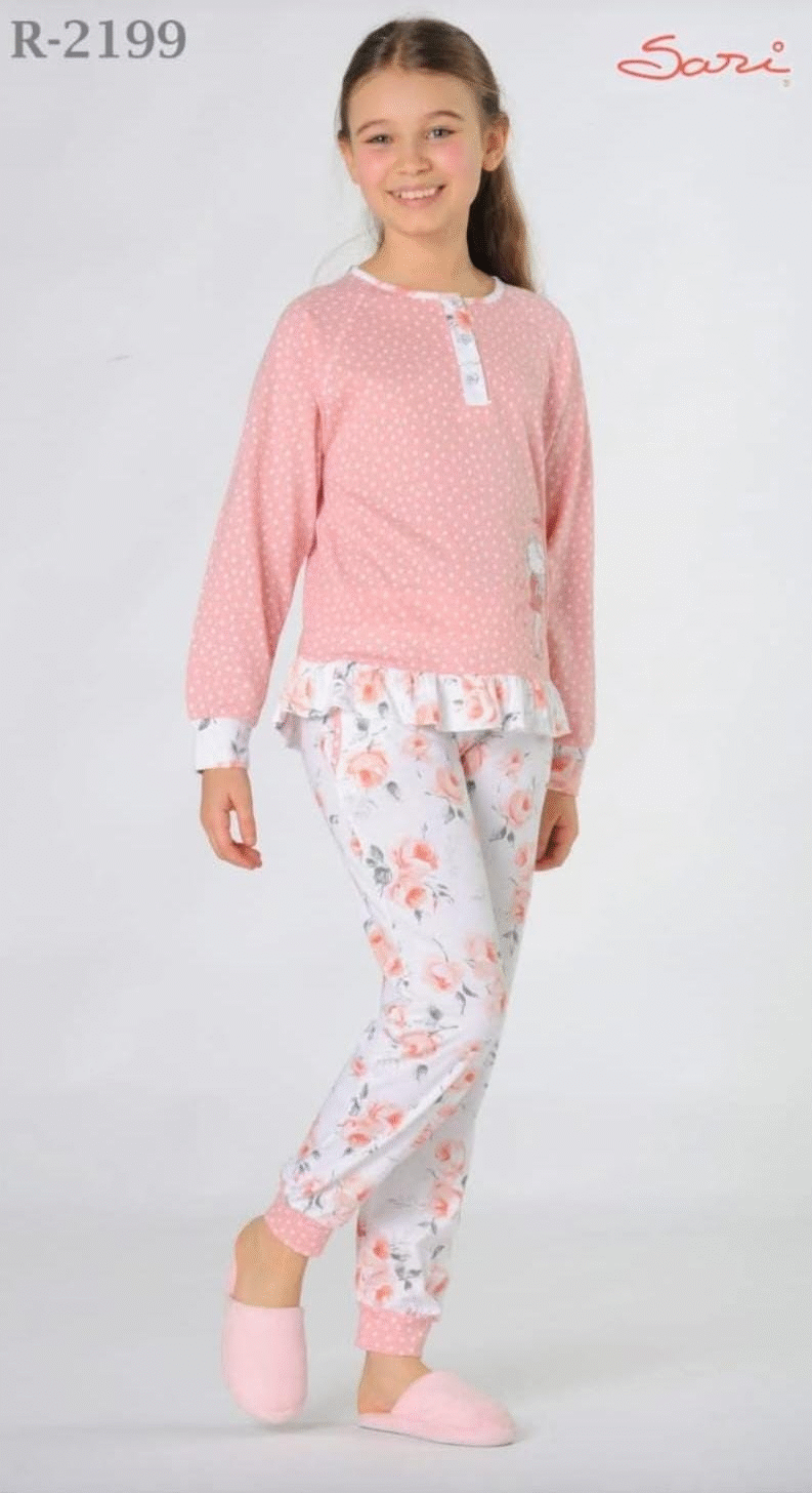 Pijama Menina Floral 100% Algodão