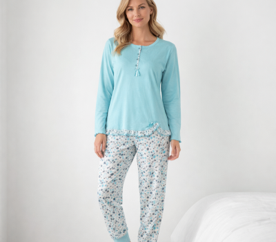 Pijama senhora padrão floral