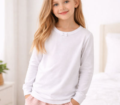 Camisola interior cardada menina 100% algodão