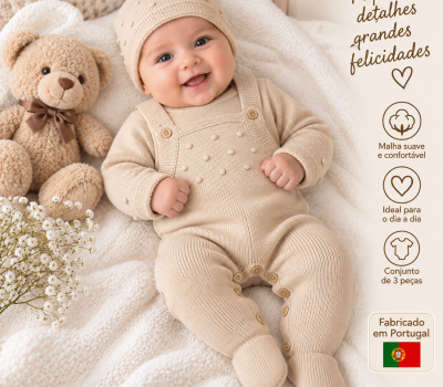 Conjunto de Bebé 3 Peças em Malha