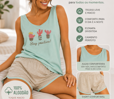 Pijama Calção 100% Algodão