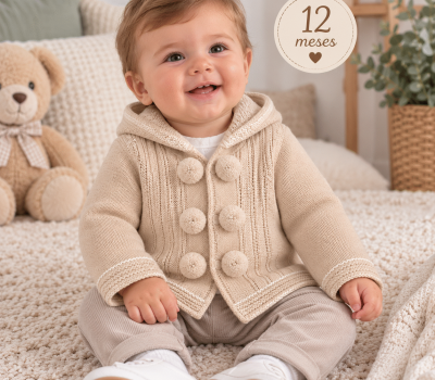 Casaco de Bebé em Malha com Capuz 🧸 3 Cores