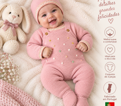 Conjunto de Bebé 3 Peças em Malha