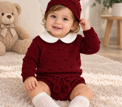Conjunto de Bebé em Malha – 3 Peças