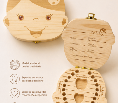 Caixa Madeira Para Dentes Leite