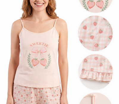 Pijama Senhora Alça Fina Com Calção