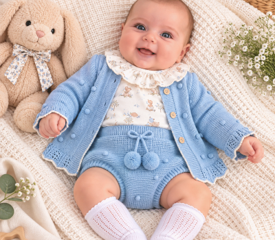 Conjunto de Bebé em Malha – 3 Peças 🧸