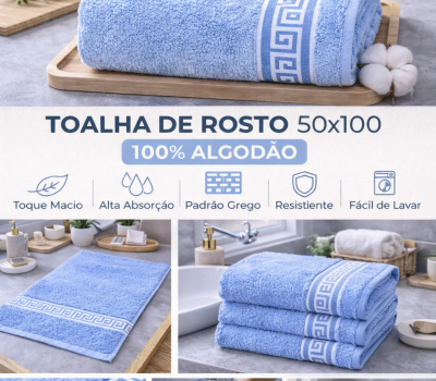 Toalha De Rosto 100% Algodão 50x100cm