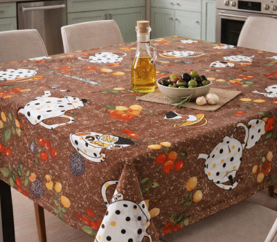 Toalha mesa antimanchas chá e frutas