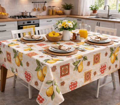 Toalha antimanchas estampada peras