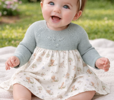 Vestido menina padrão ursinhos